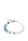 Coeur De Lion Geocube Pearl Fusion Bracelet, Silver & Blue