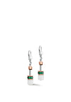 Coeur De Lion Iconic Geocube Earrings, Silver & Dark Green