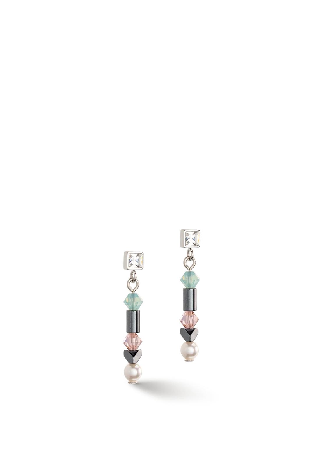 Coeur De Lion Asymmetric Princess Pearls Earrings, Silver