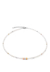 Coeur De Lion Trilogy Cube & Oval Pearl Necklace, Silver