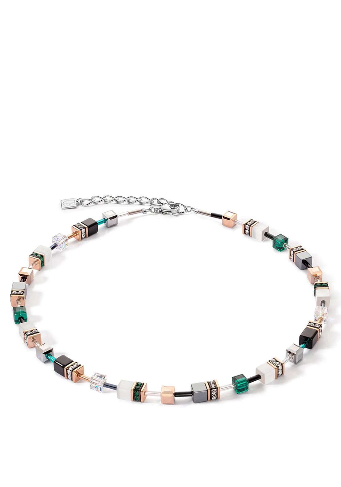 Coeur De Lion Geocube Necklace, Silver & Dark Green