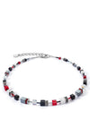 Coeur De Lion Iconic Precious Geocube Necklace, Silver & Red