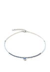 Coeur De Lion Brilliant Square Necklace, Silver & Blue