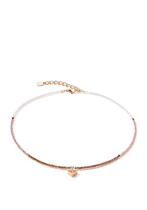 Coeur De Lion Brilliant Square Necklace, Rose Gold & Beige