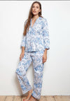 CottonReal Floral Sketch Pyjama Set, Blue