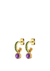 Dyrberg/Kern Dessa Hoop Earrings, Gold & Amethyst