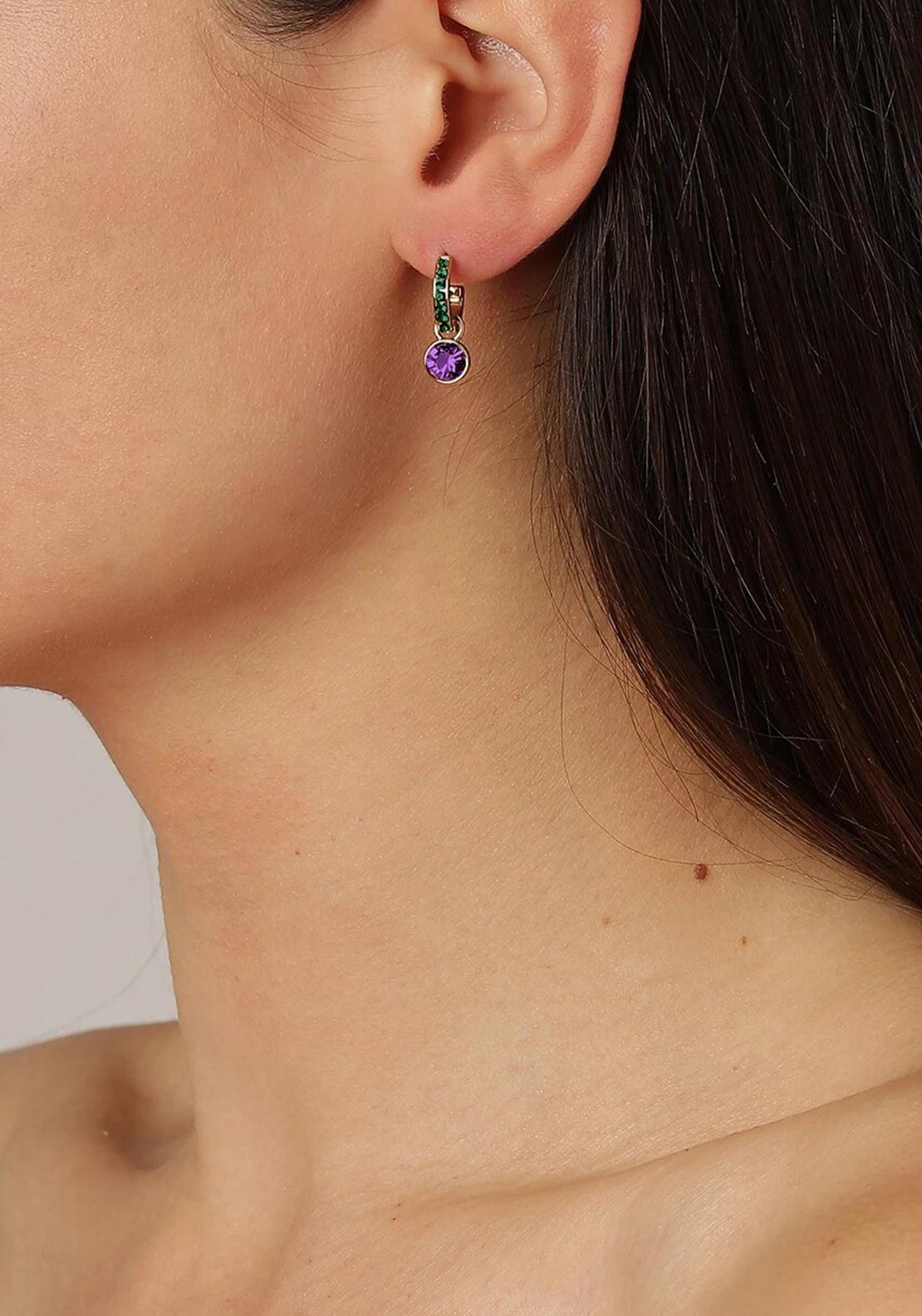Dyrberg/Kern Dessa Hoop Earrings, Gold & Amethyst