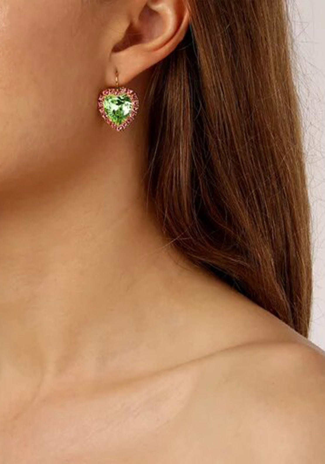 Dyrberg/Kern Felicia Heart Earrings, Gold & Green