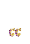 Dyrberg/Kern Jenna Small Hoop Earrings, Gold & Purple