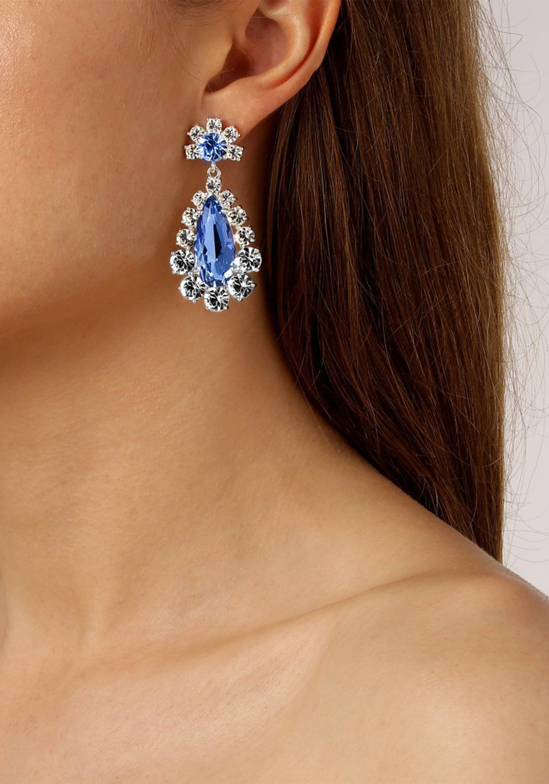 Dyrberg/Kern Lucia Drop Earrings, Silver & Light Blue
