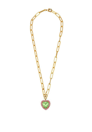 Dyrberg/Kern Simona Necklace, Gold & Rose Green