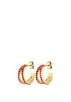 Dyrberg/Kern Twinnie Hoop Earrings, Gold & Red