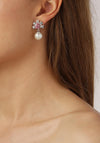 Dyrberg/Kern Veronica Pearl Drop Earrings, Silver & Rose