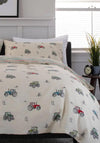 Deyongs Reversible Tractors Print Duvet Set, Neutral