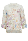 Dolcezza Linen Floral Relaxed Shirt, Off White Multi
