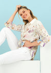 Dolcezza Linen Floral Relaxed Shirt, Off White Multi