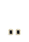 Absolute Black Halo Pendant Earrings, Gold