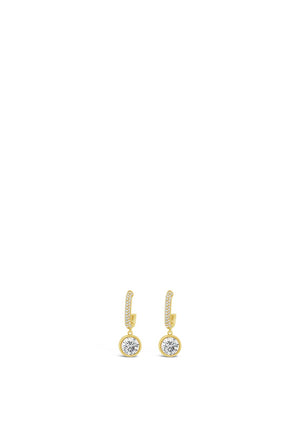 Absolute Round Crystal Drop Earrings, Gold