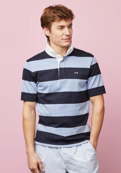 Eden Park Striped Short Sleeved Rugby Shirt, Blue Navy McElhinneys