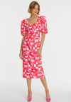 Exquise Puff Sleeve Square Neck Midi Dress, Pink