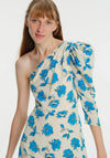 Exquise Floral One Sleeve Maxi Dress, Blue & Beige