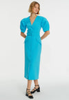 Exquise Belted Puff Sleeve Maxi Dress, Blue