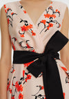 Exquise Oriental Floral Midi Dress, Pale Pink Multi