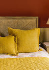 Forever England Stonewash Cotton Standard Pillowsham, Ochre