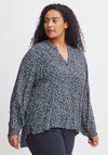 Fransa Dainty Floral Pattern Tunic Top, Navy Multi