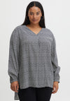 Fransa Wave Print Blouse, Black & White