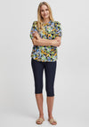 Fransa Leaf Print Short Sleeve Blouse, Multi
