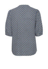 Fransa Notch Neck Geo Print Blouse, Navy Multi