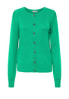Fransa Fine Knit Buttoned Cardigan, Emerald