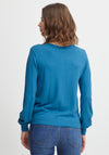 Fransa Fine Knit Buttoned Cardigan, Azure Blue