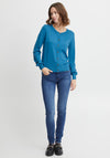 Fransa Fine Knit Buttoned Cardigan, Azure Blue