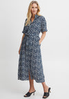 Fransa Tiger Print Pattern Shirt Dress, Navy