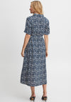 Fransa Tiger Print Pattern Shirt Dress, Navy