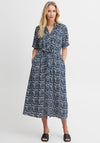 Fransa Tiger Print Pattern Shirt Dress, Navy