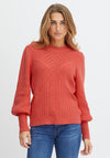 Fransa Cable Knit Jumper, Coral