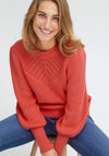 Fransa Cable Knit Jumper, Coral