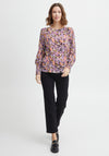 Fransa Vintage Floral Print Top, Purple Multi