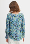 Fransa Vintage Floral Print Top, Blue Multi