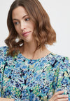 Fransa Vintage Floral Print Top, Blue Multi