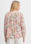 Fransa V Neck Floral Top, White Multi