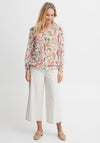 Fransa V Neck Floral Top, White Multi