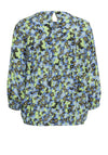 Fransa Floral Elasticated Hem Top, Green & Blue