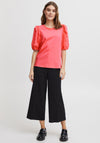 Fransa Mae Puff Sleeve T-Shirt, Hot Pink