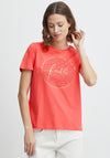 Fransa Faith Graphic T-Shirt, Coral