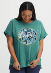Fransa Floral Love Graphic T-Shirt, Sage Green