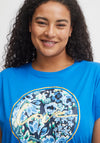 Fransa Floral Love Graphic T-Shirt, Cobalt Blue